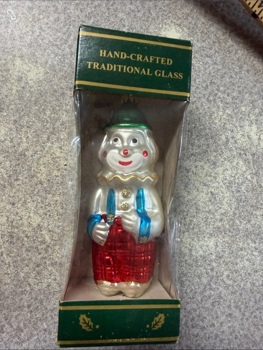 Vintage NIB Kurt Adler Hand-Crafted Traditional Glass Clown Ornament